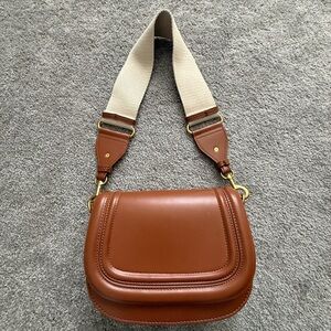 Zara Tan Leather Crossbody Bag